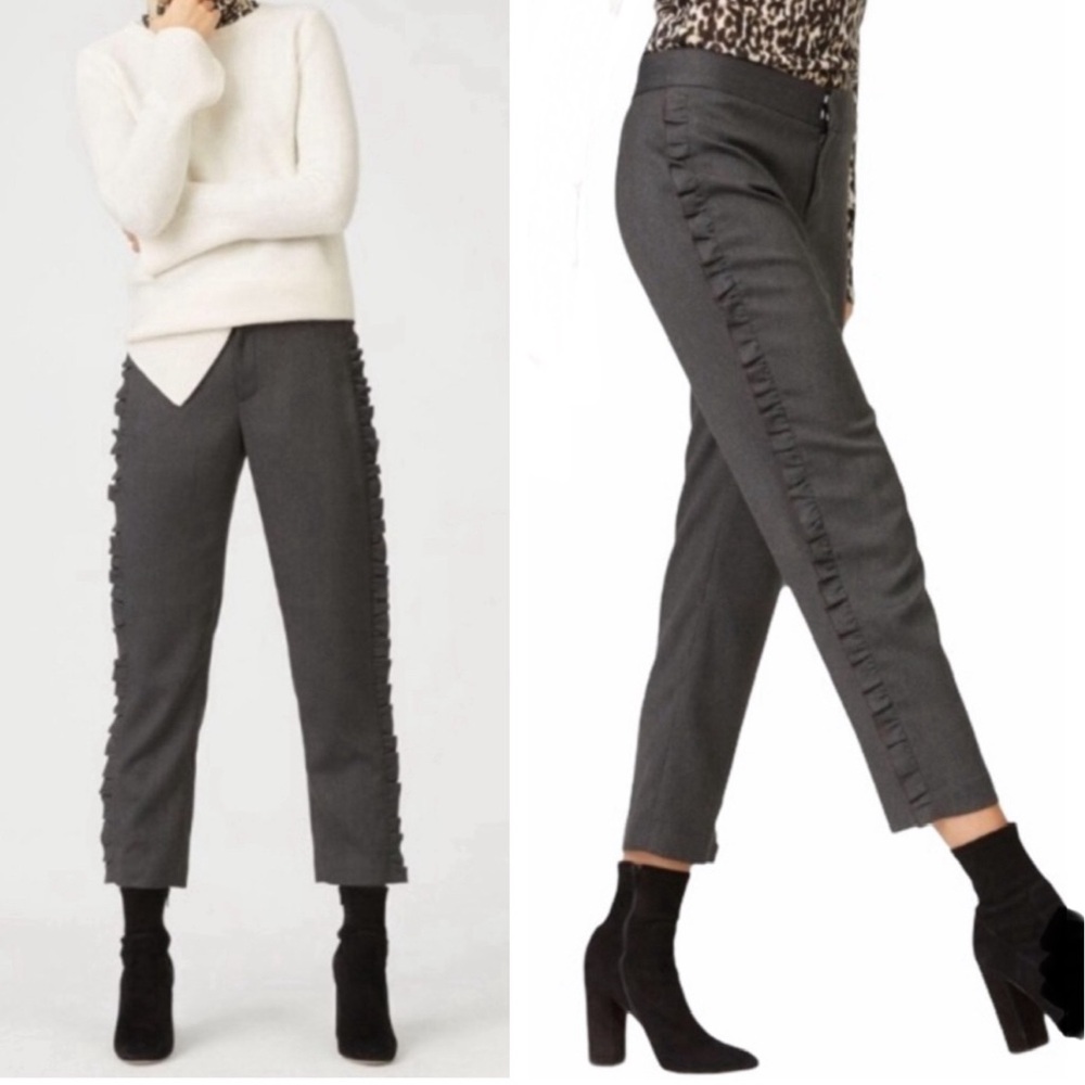 CLUB MONACO Gray Pants With Side Ruffle Trim Size 2